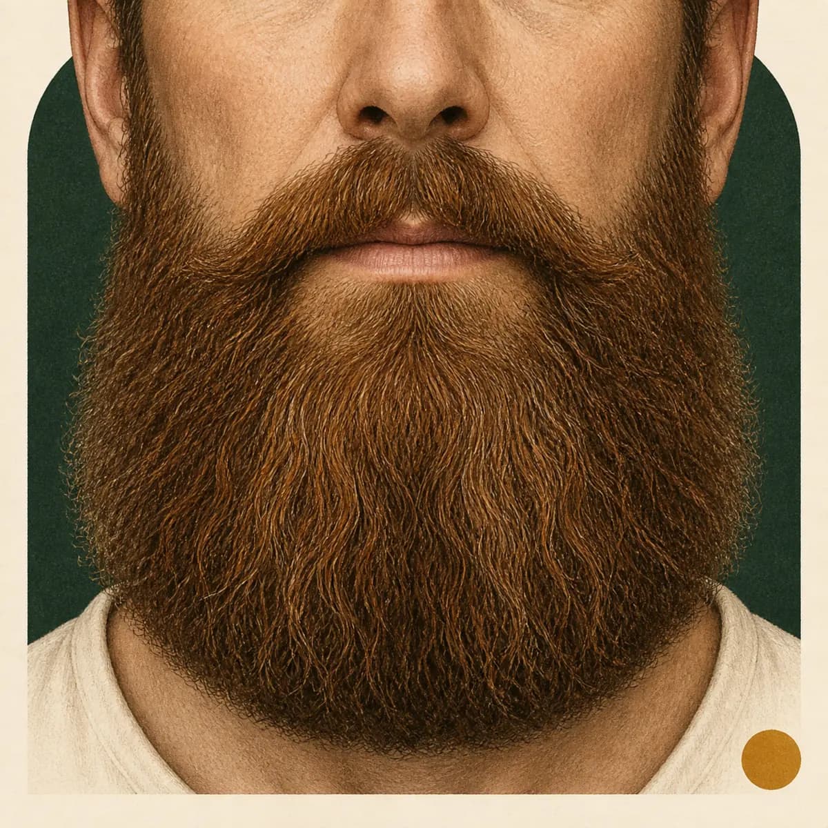 Close-up illustration of a wide full beard ending in a broad rounded lower contour