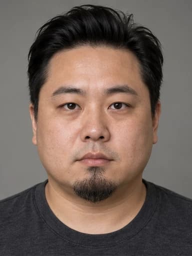 圆脸人物留山羊胡的 AI 写实示例