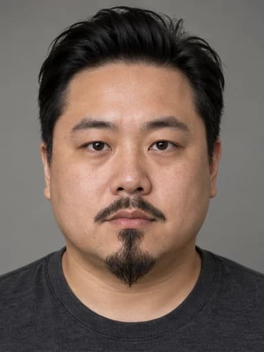 Round face with Van Dyke — AI-generated example