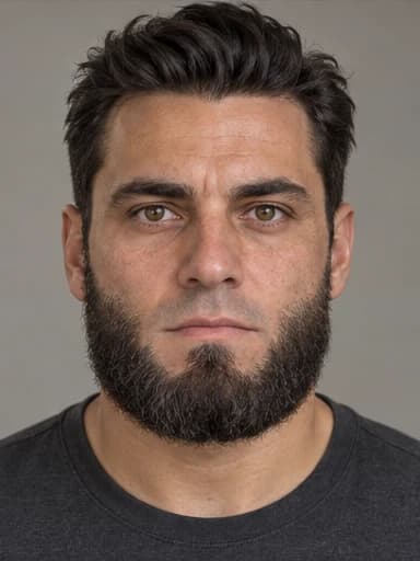Wajah Persegi dengan Jenggot Belanda — contoh buatan AI