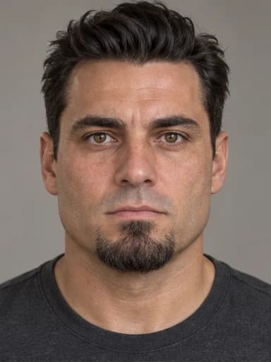Wajah Persegi dengan Goatee tanpa kumis — contoh buatan AI